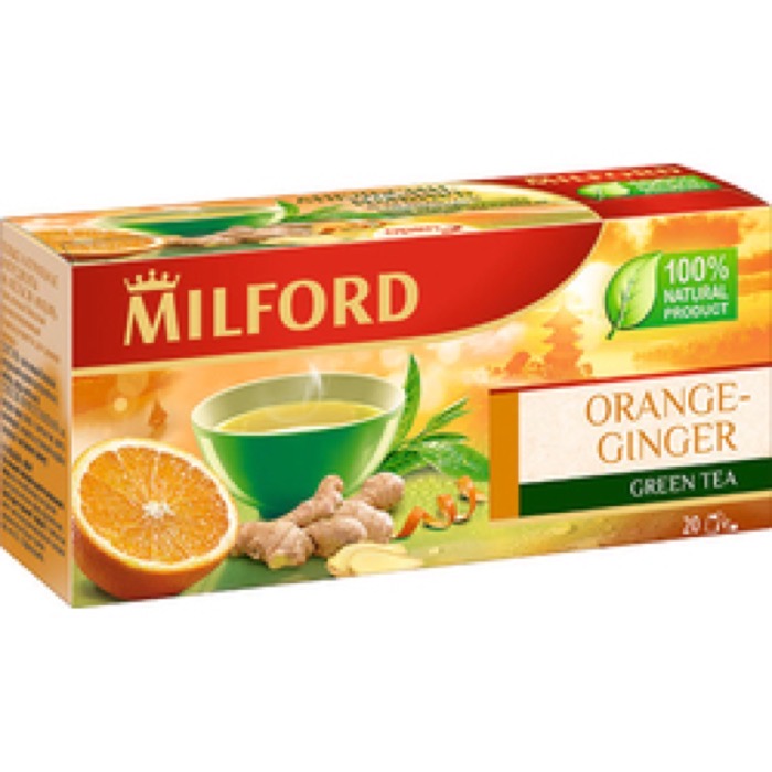 ЧАЙ MILFORD Зелёный Апельсин-Имбирь 20 пак. х 1,5 гр.(12)