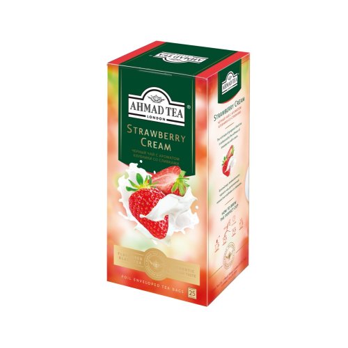 ЧАЙ AHMAD TEA  25 пак.*1,5 гр. Строуберри Крим (12)ф/п черный с аром. клубники со сливками (1653)
