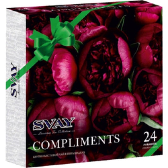 ЧАЙ Svay COMPLIMENTS ПИОНЫ 24*2,5 гр.,черн.инд.,черн.цейл.,зелен.,зелен. с жасм., пирамидки (9) ЖЦ