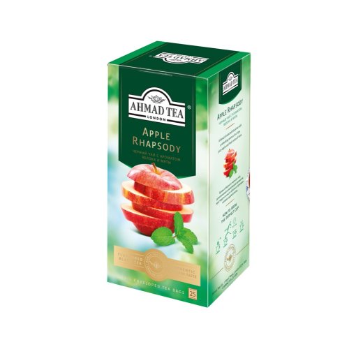 ЧАЙ AHMAD TEA  25 пак.*1,5 гр. Apple Rhapsodi с мятой черный (12)ф/п  (1654)