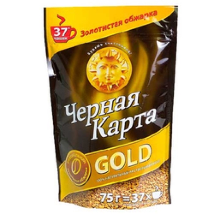 Кофе ШТРАУС Черная карта GOLD 75 гр. пакет (12) 140 кор./пал.