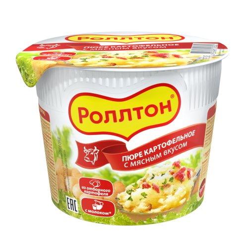 Роллтон Пюре картоф. со вкусом мяса 40 гр. стакан (24) (в пал.99) *