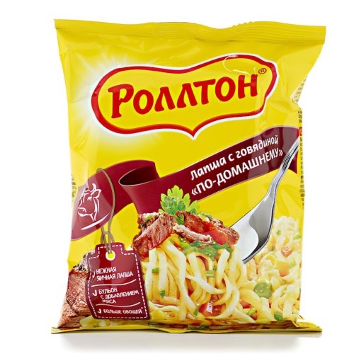 Роллтон Лапша по-домашнему  85 гр. Говядина, пакет (40) (в пал.45) *