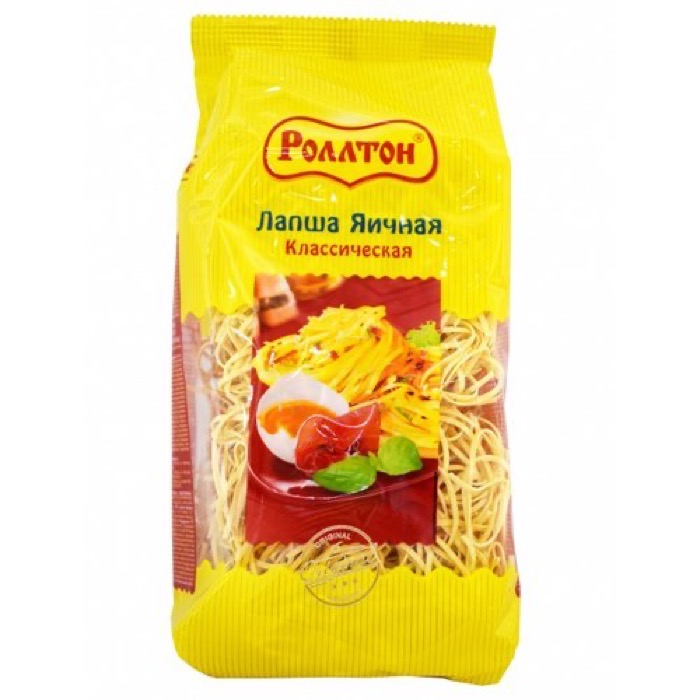 Роллтон Макароны Яичная лапша классическая 400 гр.,пакет (10) (в пал.60) *