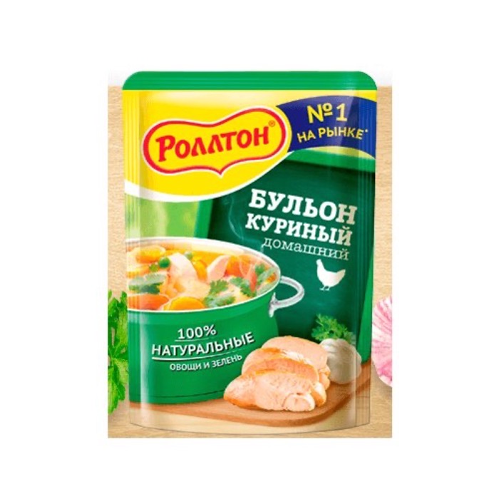 Роллтон Бульон куриный 90 гр., дойпак (24) (в пал.150) *