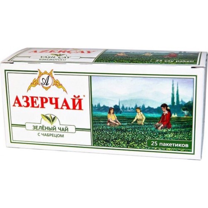ЧАЙ Azercay tea  Зеленый с Чабрецом 25 пак./конв. х 1,8 гр. (24) (416022)