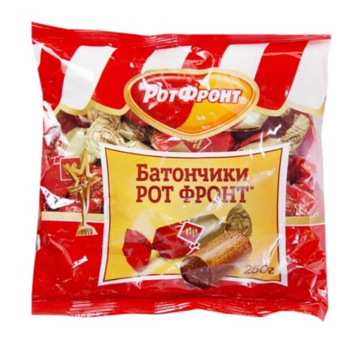 КОНДИТЕРКА ОБК  фасованные конфеты (гр) Батончики Рот-фронт ,РФ 250 гр. (10)/120
