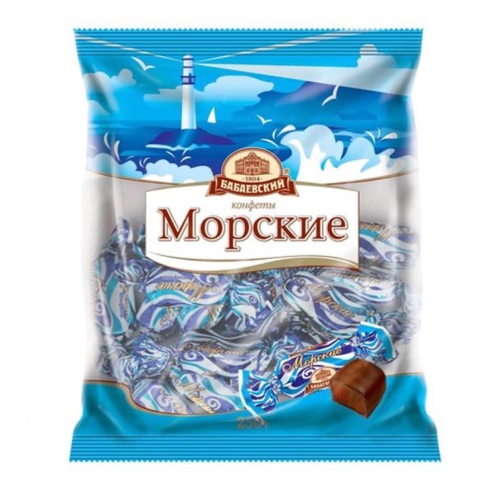 КОНДИТЕРКА ОБК  фасованные конфеты (гр) Морские ,ББ 250 гр. (12)