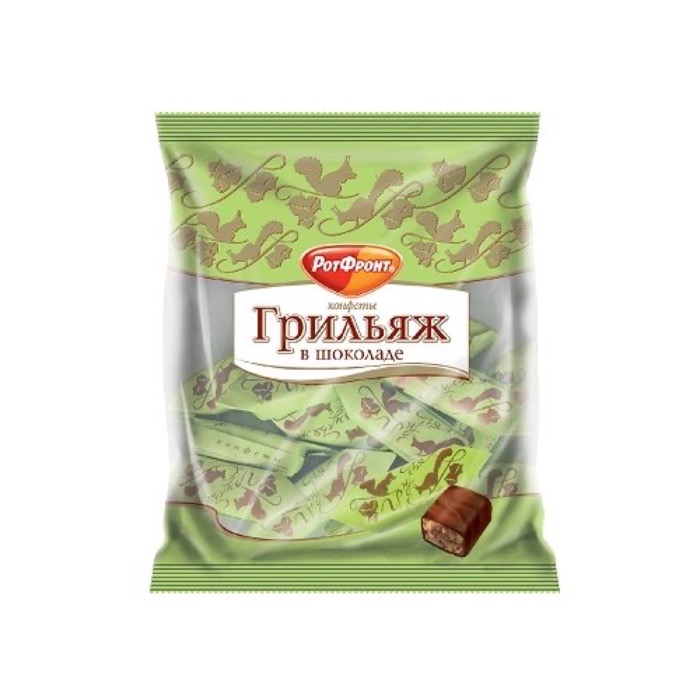 КОНДИТЕРКА ОБК  фасованные конфеты (гр) Грильяж в шоколадной глазури ,РФ 200 гр. (15)