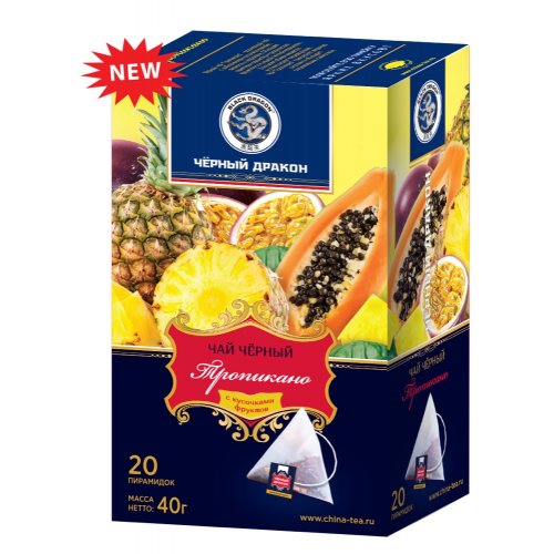 ЧАЙ Черный Дракон пирамидки черный Тропикано  20 пак.*2 гр. (20) (SТ050В) NEW