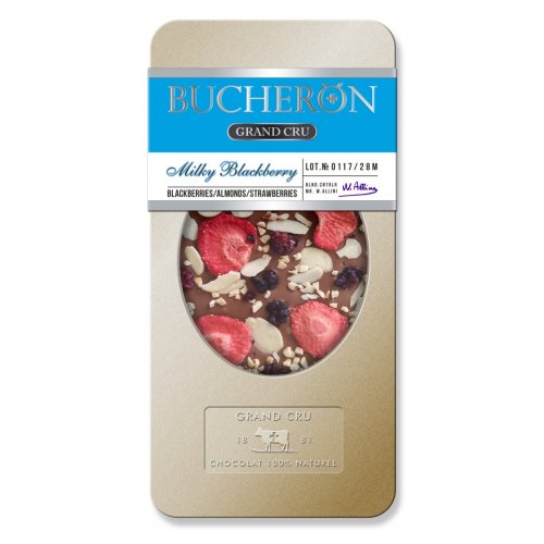 Bucheron GRAND СRU шоколад Молочный с ежевикой,орехами и клубникой 100 гр. х 10 шт.,ж/б (6)  0656