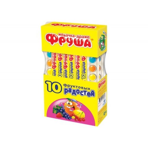 КОНДИТЕРКА Жев. резинка ФРУША 10 фрукт.радостей 20 гр.(24) в кор. 8 блоков (FR-6)
