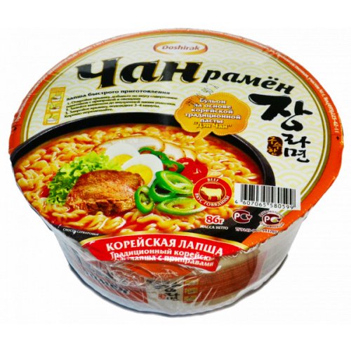 ЧАН РАМЕН суп-лапша со вкусом Острой говядины 86 гр., тарелка (24)/в пал.36