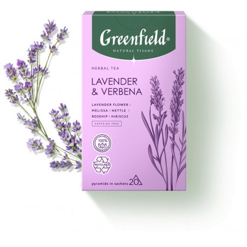 ЧАЙ МО Гринфилд Пирамидки  Tisane LAVENDER & VERBENA 20 пак. х 1,8 гр.чайн.нап. с доб. (8)   (1755-0