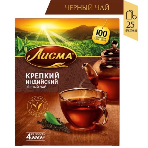 ЧАЙ Лисма Пакетированный Крепкий 100 пак.*2 гр. черный (6) 102190   192 кор/палл