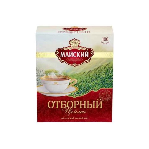 ЧАЙ Майский Пакетированный Отборный 100 пак.*2 гр. б/к черный (6) 102224 А
