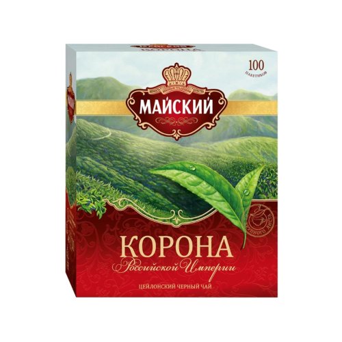ЧАЙ Майский Пакетированный Корона Российской Империи 100 пак.*2 гр. б/к черный (6) 102222  192 кор/п