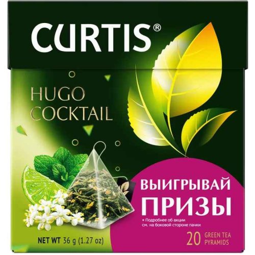 ЧАЙ CURTIS Пирамидки Hugo Cocktail зеленый 20 пак.*1,8 гр. (12)  102206 А