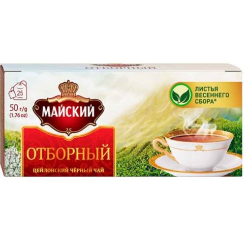 ЧАЙ Майский Пакетированный Отборный  25 пак.*2 гр. б/к черный (18) 102346 А