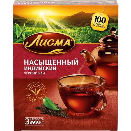 ЧАЙ Лисма Пакетированный Насыщенный 100 пак.*1,8 гр. черный (6) 102192