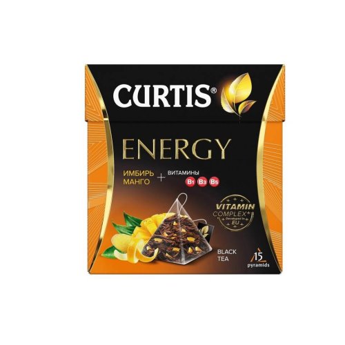 ЧАЙ CURTIS Пирамидки Energy Tea 15 пак.*1,7 гр. манго,имбирь черн.+ витамины (12)  102290