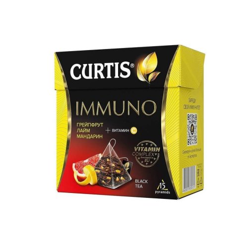 ЧАЙ CURTIS Пирамидки Immuno Tea 15 пак.*1,7 гр.черный+ витамины (12)  102291