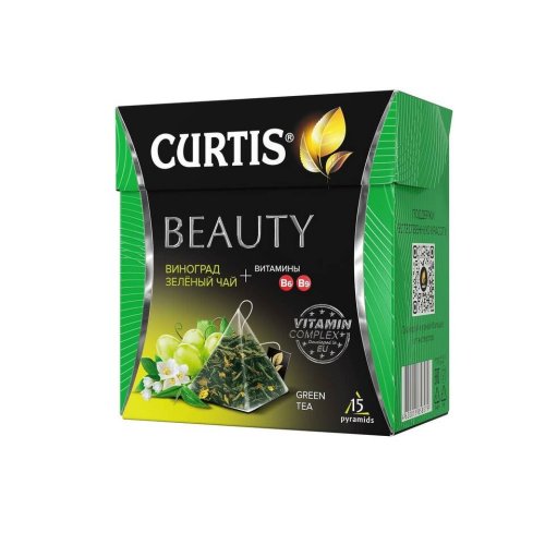 ЧАЙ CURTIS Пирамидки Beauty Tea 15 пак.*1,7 гр.зеленый+ витамины (12)  102289