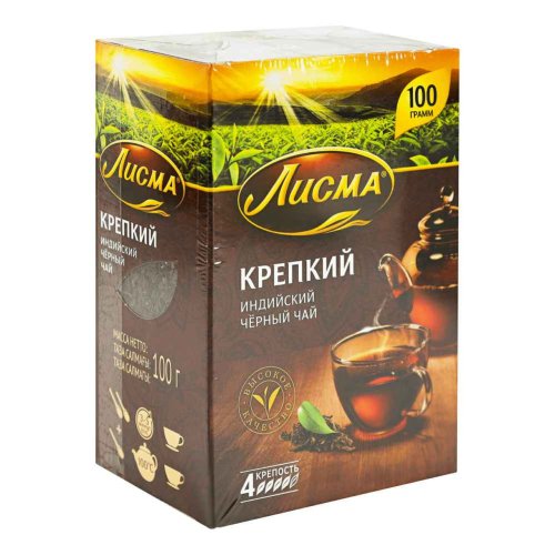 ЧАЙ Лисма Крепкий 100 гр. черный,картон (14) 102662 В