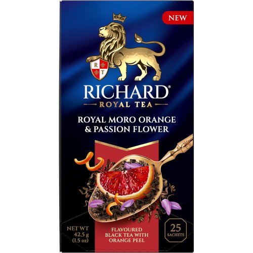 ЧАЙ RICHARD Пакетированный Royal  Moro orange & Passion flower 25 пак.*1,7 гр.черный (12) 102660