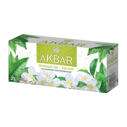 ЧАЙ АКБАР Зеленый с жасмином   25 пак.*2 гр. с/я (15)