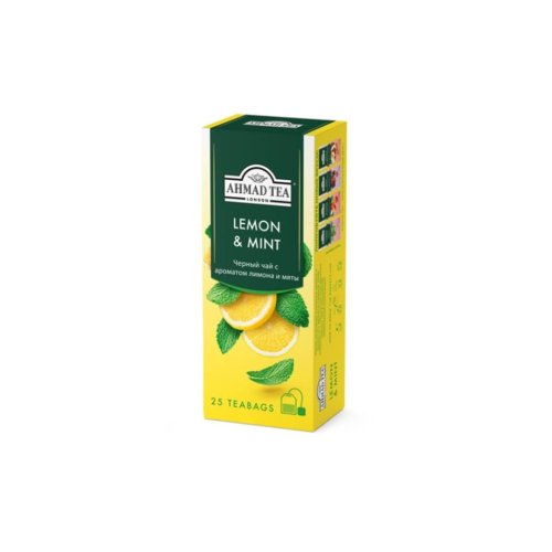 ЧАЙ AHMAD TEA б/к Лимон и Мята 25 пак.*1,5 гр. (12) ф/п черный(2781)