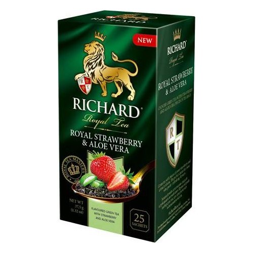 ЧАЙ RICHARD Пакетированный Royal  Strawberry & Aloe Vera 25 пак.*1,5 гр.зеленый (12) 102694 В