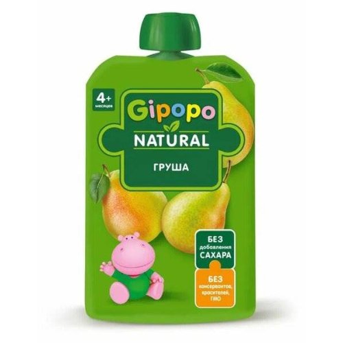КОНДИТЕРКА Пюре детское фруктовое Gipopo (Груша) 90 гр. пауч (12)/297