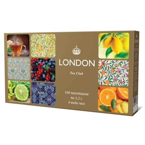 ЧАЙ Добрыня-Русь LONDON  Подарочный набор London Tea Club  100 пак. конв.х 1,5 гр. (25)  4 вкуса