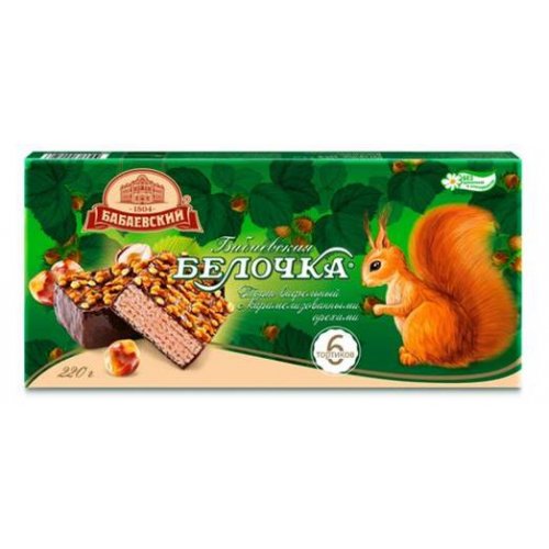 КОНДИТЕРКА ОБК  Вафельный торт Белочка с карамелиз. орехами 220 гр. Бабаевский (6)/126