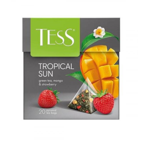 ЧАЙ МО Tess  пирамидки Tropical Sun 20 пак. х 1,8 гр. (зеленый,манго/клубника) (12) (1928)