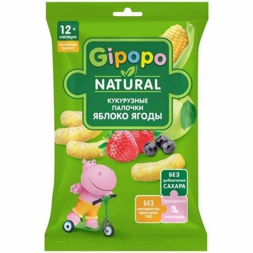 КОНДИТЕРКА Палочки кукурузные детские Gipopo (Яблоко, ягоды) 20 гр. пакет (8)/135