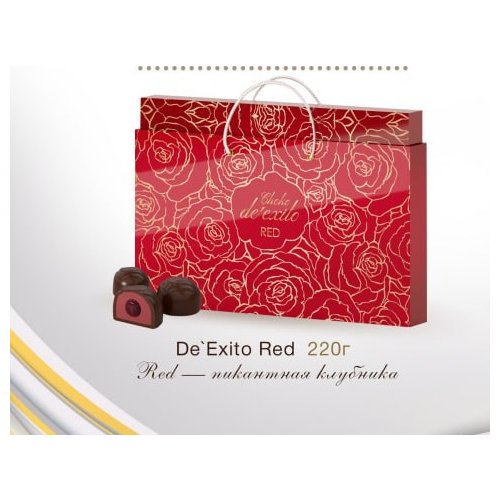 Конфеты шоколадные СУМКА De Exito Набор RED- Пикантная клубника 220гр. (11) (31)