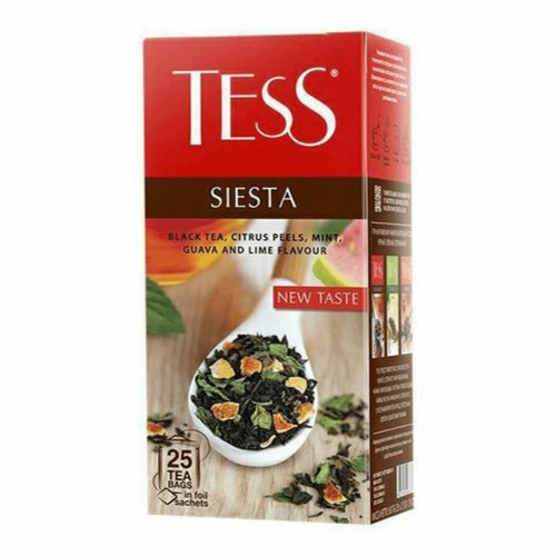 ЧАЙ МО Tess  Сиеста 25 пак. х 2 гр. черный с цедрой,мятой и аром.гуавы и лайма(10) (1686)